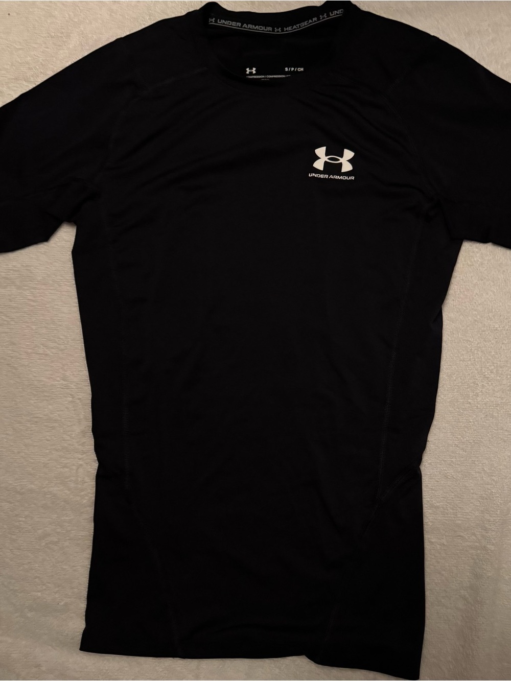 Under Armour Men’s Black Swim Rash Guard with White Logo